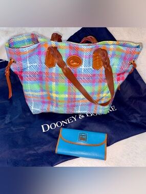 Dooney & Bourke Madras Plaid Tote with Matching Wallet
